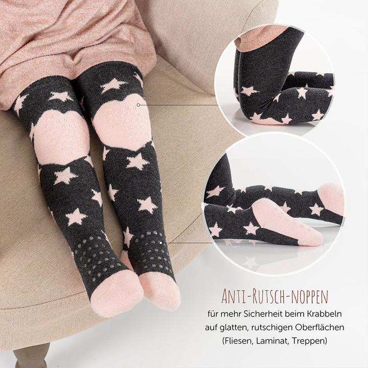 Produktbild La Loona LaLoona Baby-Strumpfhosen Krabbel-Strumpfhose 2er Pack - Sterne Rosa + Streifen (74/80)