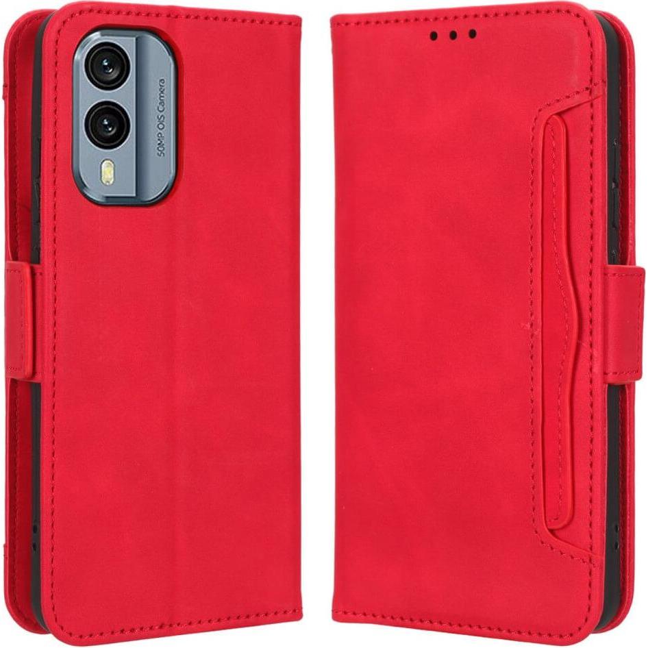 Cover-Discount Nokia X30 - Etui mit vielen Kartenfächer rot (Nokia X30), Smartphone Hülle, Rot