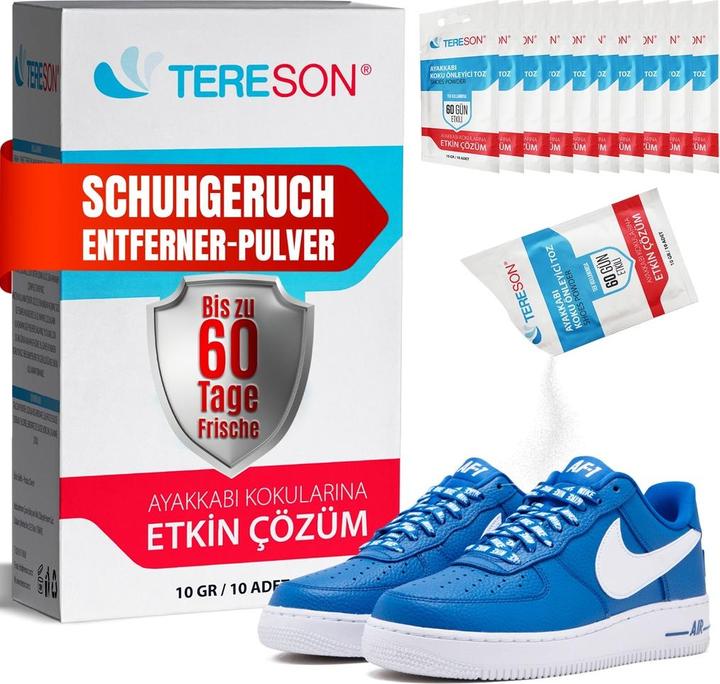 Tereson Foot deodorant, shoe odour prevention powder, 60-day effect, pack of 10 (Foot deodorant & powder)