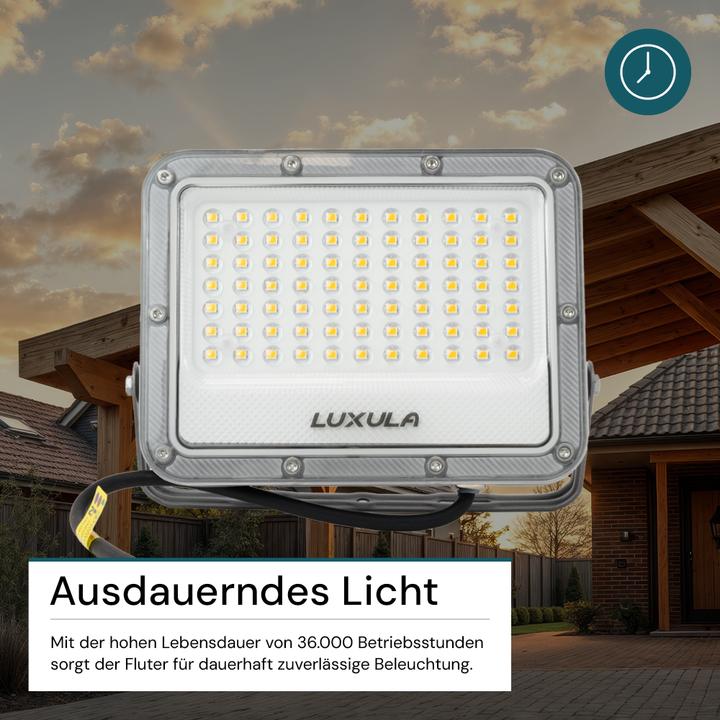 Produktbild Luxula LED-Fluter, EEK: E, 50W, 6500lm, 4000K, IP65, grau (6500 lm, IP65)