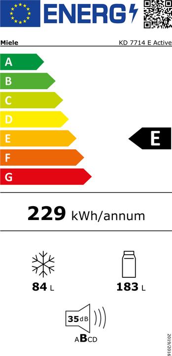 Label énergétique Miele KD 7714 E Active - combinaison de cuisson intégrable (267 l)