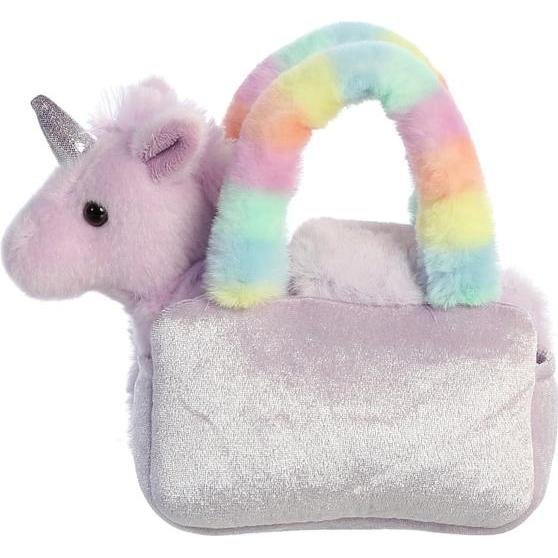 Thumbnail - Aurora Plüsch Einhorn - mit Tasche rosa und regenbogenfarben (20 cm)