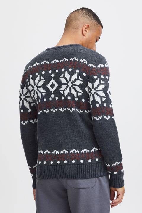 Image du produit Solid Norwig Pull En Grosse Maille Pull-Over Tricot Pour Homme Avec Encolure Rond (L)