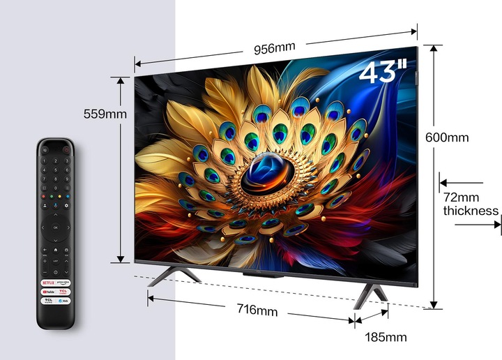 Actual product image TCL 43C69B Ultra HD HDR QLED TV 43 (108 cm) (43", QLED, 4K, 2024)
