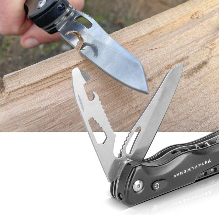 Image du produit Stahlwerk Outil multifonctionnel Kit de survie avec couteau de poche Lampe de poche LED (10 Fonctions)