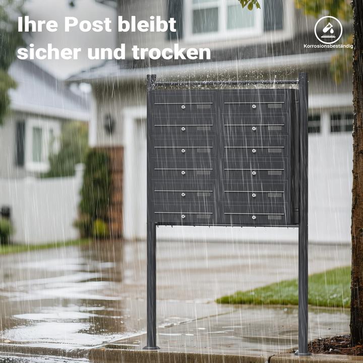 Produktbild Wiltec 12er Briefkastenanlage Anthrazit 2x6 Fächer Standbriefkasten Briefkasten