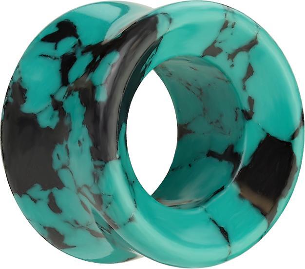 Produktbild Star Piercing Flared Tunnel türkis mit Musterung schwarz (Organisch, ohne Messing)
