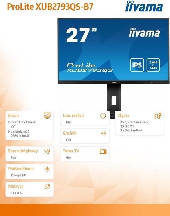 Produktbild iiyama 27" XUB2793QS-B7 (null cm (null Zoll)) (2560 x 1440 Pixel, 27")
