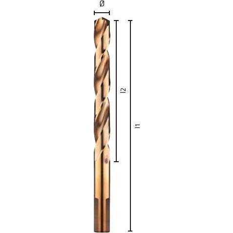 Thumbnail - Alpen, Bohrereinsatz, Cobalt-Bohrer für HSS-Co 12,0 mm Metall mit poliertem 3-Flächen-ALPEN-Halter (0065601200100) (12.0...