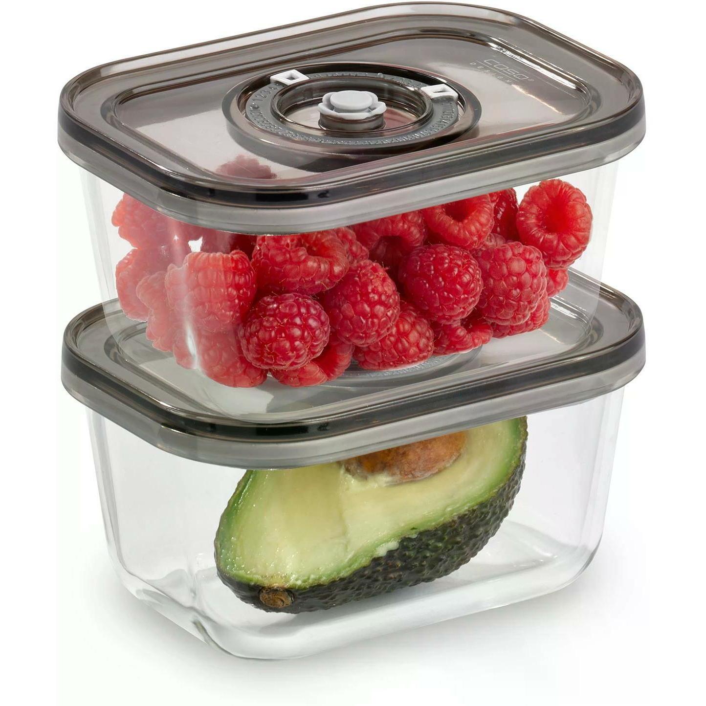 Thumbnail - Caso VacuBoxx Eco-Duo S Glass vacuum containers with plastic lid, 0.5 L, 2 pcs, Vorratsbehälter, Grau, Transparent