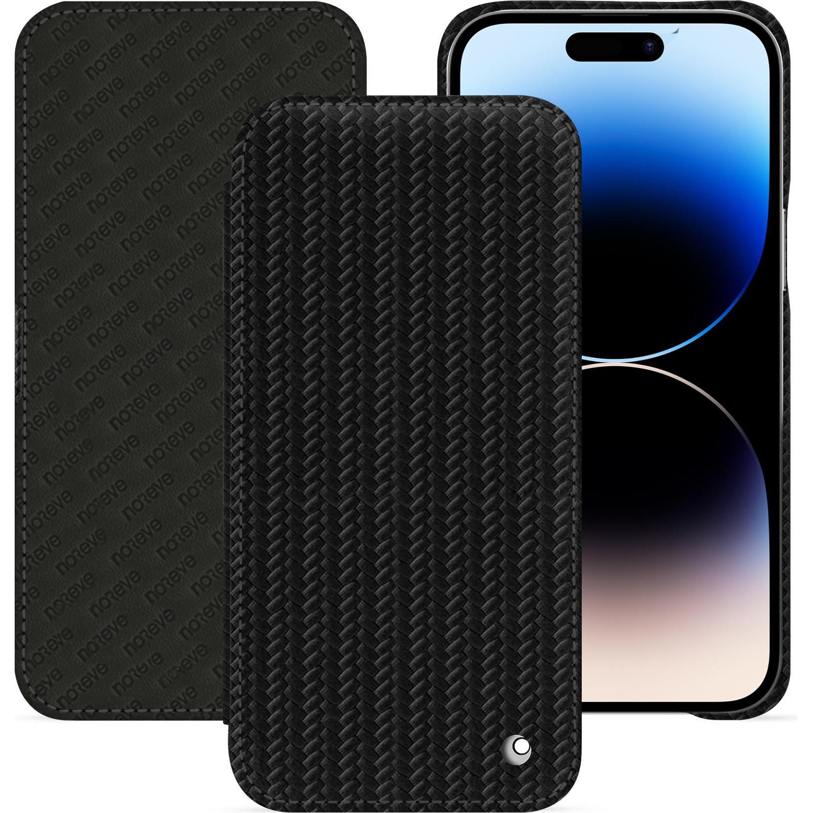 Noreve Lederschutzhülle horizontal (Apple iPhone 15 Pro Max), Smartphone Hülle, Schwarz