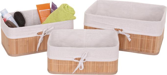 Image du produit Swisshandel24 Lot de 3 paniers de rangement, panier de rangement boîte de tri panier d'étagère, bambou - couleur (22 cm, 3x)