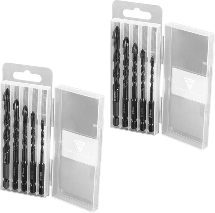 Stahlwerk Glass drill bits | tile drill bits | ceramic drill bits set of 10 4, 5, 6, 8, 10 mm (10 mm, 4 mm, 5 mm, 6 mm, 8 mm)