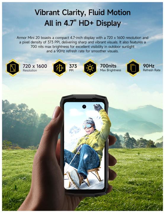 Productafbeelding Ulefone Armor Mini 20 (256 GB, Zwart, 4.70", Dubbele SIM, 4G)