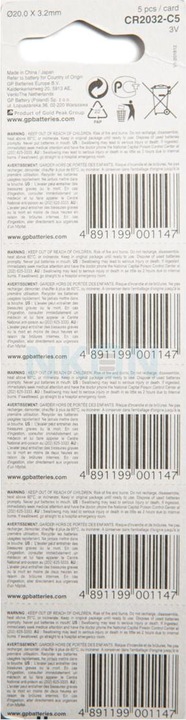 Immagine prodotto GP Batteries Cr2032 (5 pz., CR2032, 220 mAh)