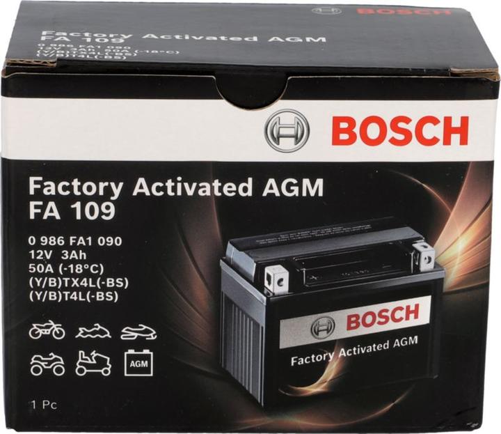 Immagine prodotto Bosch Automotive Batteria per moto FA109 AGM 3Ah/50A (3 Ah, 50 A)