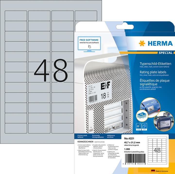 Produktbild HERMA Typenschild Etiketten A4