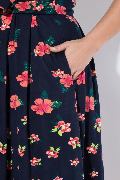 Produktbild Ulla Popken Maxikleid, Blüten, V-Ausschnitt, Halbarm (50, 52)