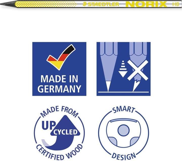 Actual product image Staedtler Bleistifte Norix HB gelb/rot/grün 3 Stück Blister (2.30 mm, HB, 3x)