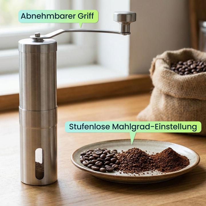 Produktbild Ideoon Robuste Handkaffeemühle Edelstahl mit Keramikmahlwerk, stufenlose Mahlgrad-Einstellung