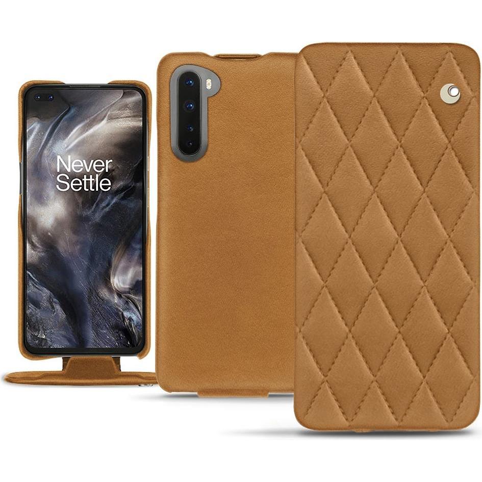 Noreve Lederschutzhülle vertikal (OnePlus Nord), Smartphone Hülle, Braun
