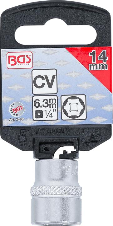 Produktbild BGS Steckschlüssel-Einsatz Sechskant Antrieb Innenvierkant 6,3 mm (1/4") SW 14 mm (14 mm)