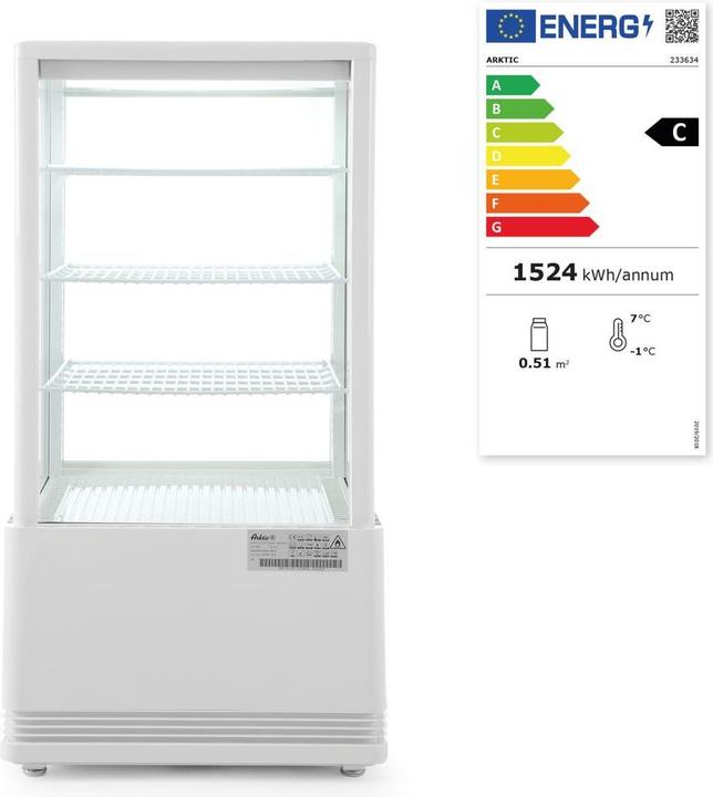 Energy Label Hendi Arctic top refrigerated display case (68 l)