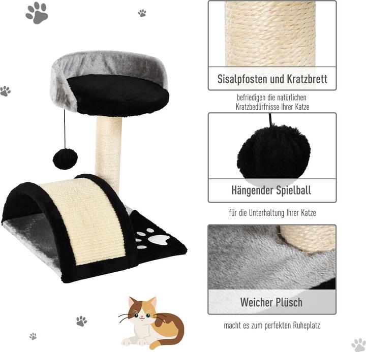 Immagine prodotto PawHut Albero per gatti con peluche (44 cm, Nero)