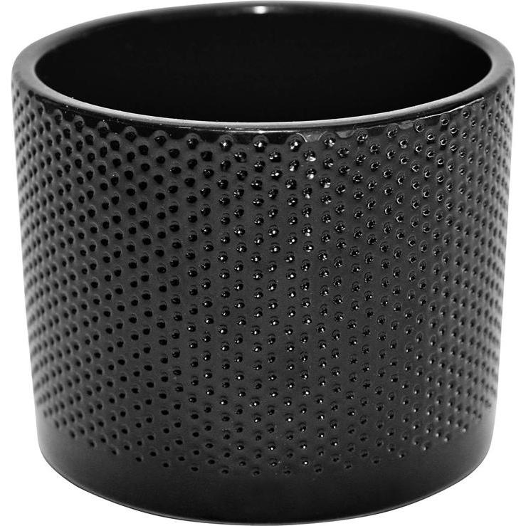 Domoletti, Vaso da fiori, Ceramic pot, WALEC KROPKI, Ø 11 cm, black glossy