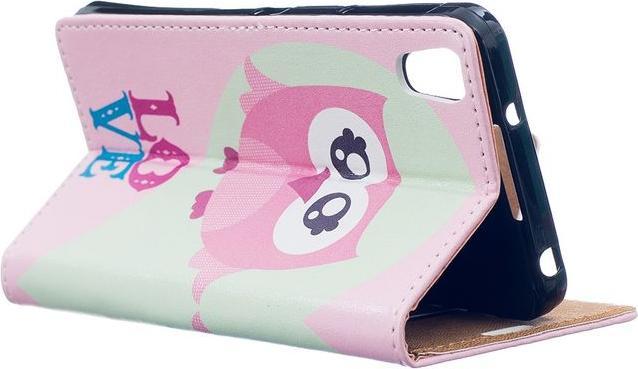 Produktbild MU Style Case aus Leder mit pinker Eule (Blackberry DTEK50)