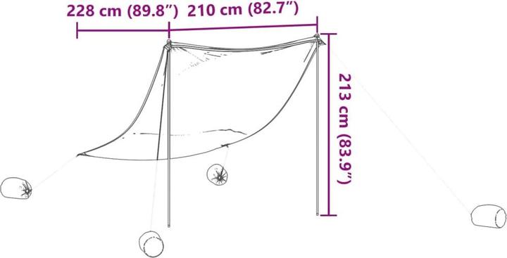 Produktbild VidaXL Strand-Schattenzelt mit Sandsäcken 304 x 300 cm (Strandzelt + Strandmuschel, 0.18 kg, 8 Personen)