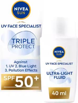 Actual product image NIVEA Sun Triple Protect Ultra-Light Hydrating Fluid (Sun cream face, SPF 50+, 40 ml)