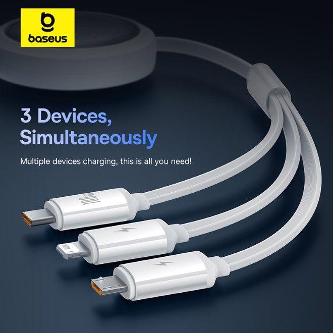 Actual product image Baseus Free2Draw Series USB-A to USB-C / Lightning / MicroUSB (1.10 m, USB 3.2 Gen 1, 100 W)