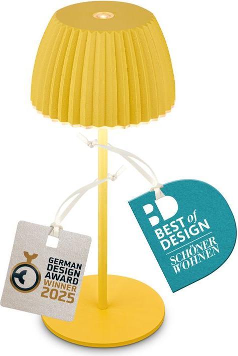 Produktbild Briloner Brilo unplugged RIFFLE Akku Mini Tischleuchte mit Lichtkante - Zitrone (150 lm)