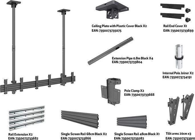 Produktbild Multibrackets Deckenhalter 3x, 27"-32", schwarz, VESA 100x
