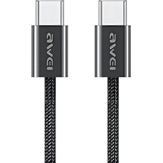 Awei cavo CL-219T USB-C na USB-C 60W czarny/nero iPhone 15 (USB 3.0, 60 W), Cavo USB