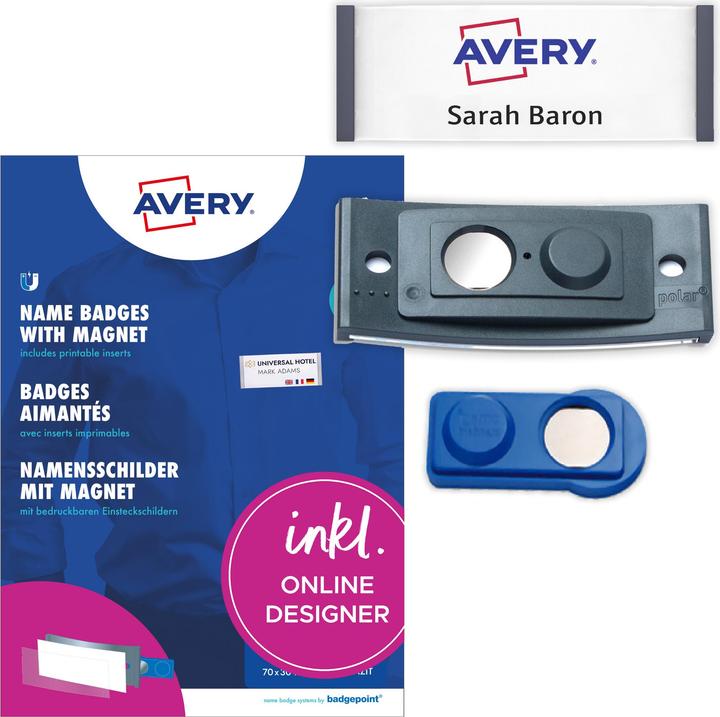 Actual product image Badgepoint POL30MA02-5DR Name badges, 65 x 30 mm, dark grey