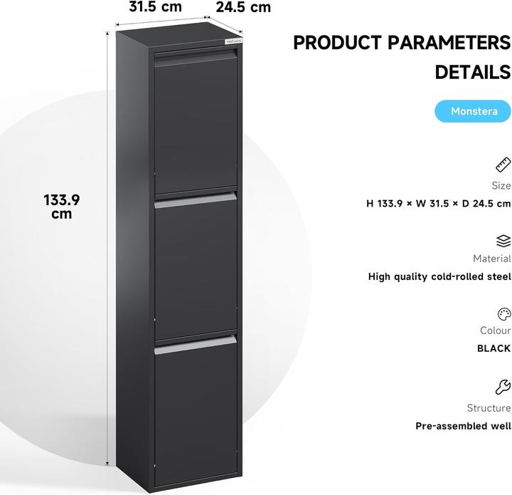 Produktbild Veehaus Küchenabfalleimer mit Edelstahlklappen (45 L) (45 l)
