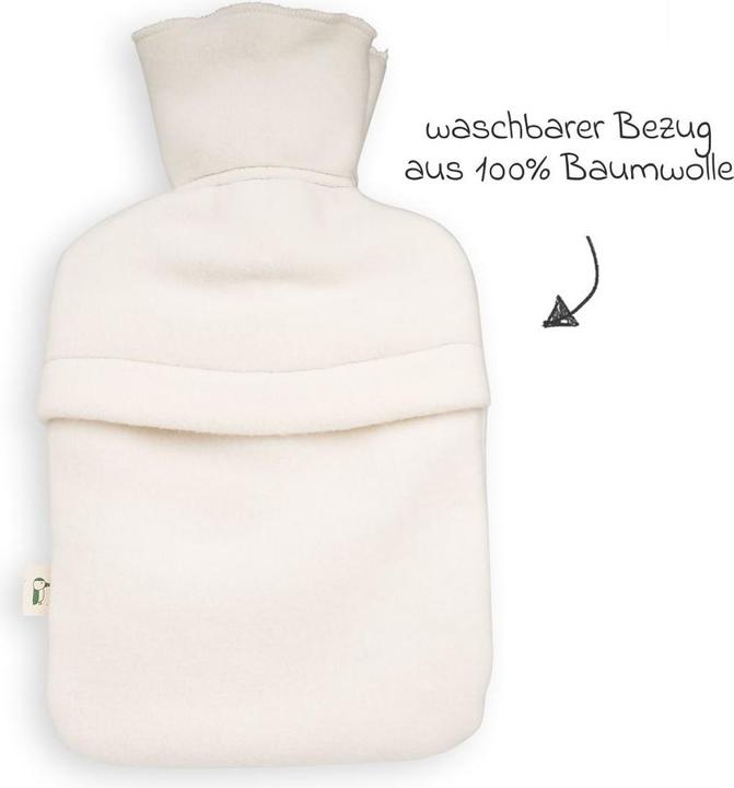 Actual product image Grünspecht Children's hot water bottle made of natural rubber with cover made of (0.60 l, Bed flask with cover)