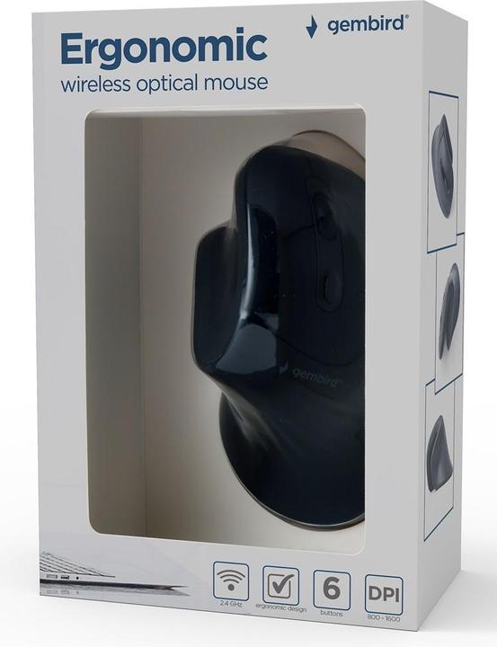 Produktbild Gembird Ergonomic mouse 6 buttons black (Kabellos)