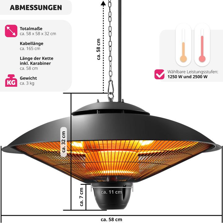 tectake Solaris Infrarotheizstrahler Orbit 2500W, Aluminiumgehäuse (2500 W)