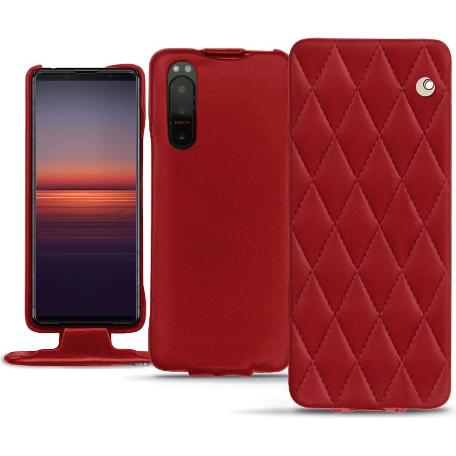 Noreve Lederschutzhülle vertikal (Sony Xperia 5 II), Smartphone Hülle, Rot