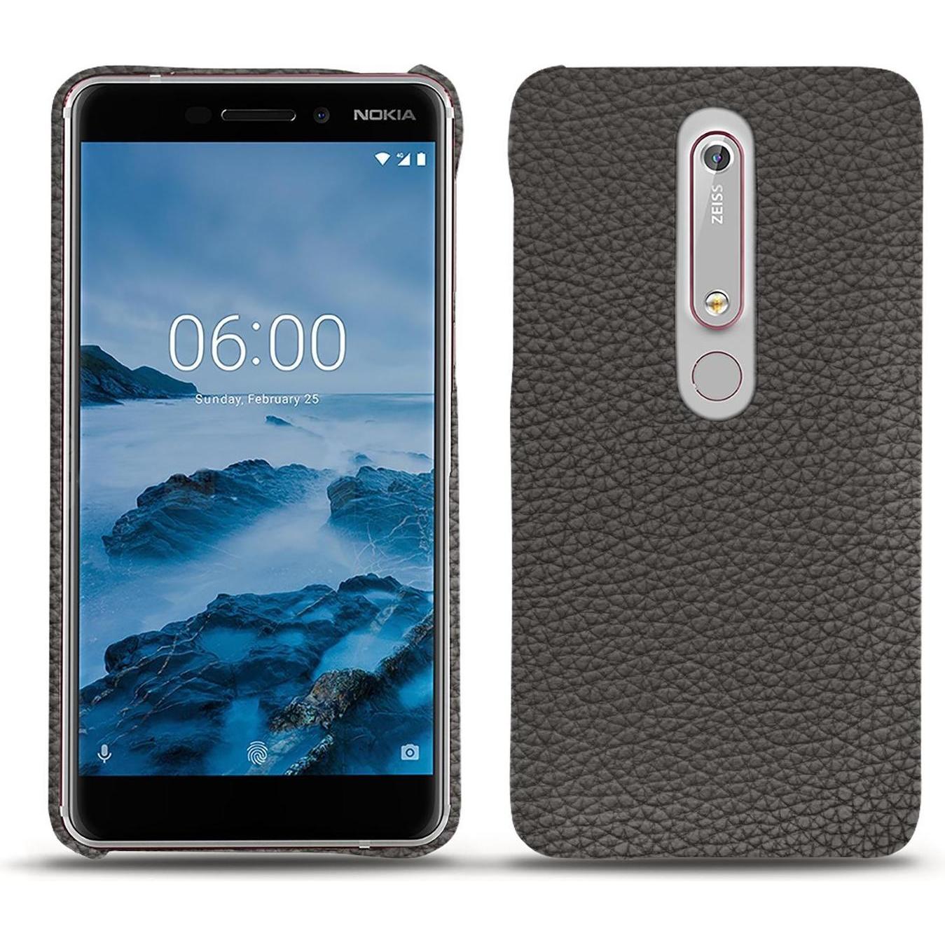 Noreve Lederschutzhülle (Nokia 6 (2018)), Smartphone Hülle, Grau