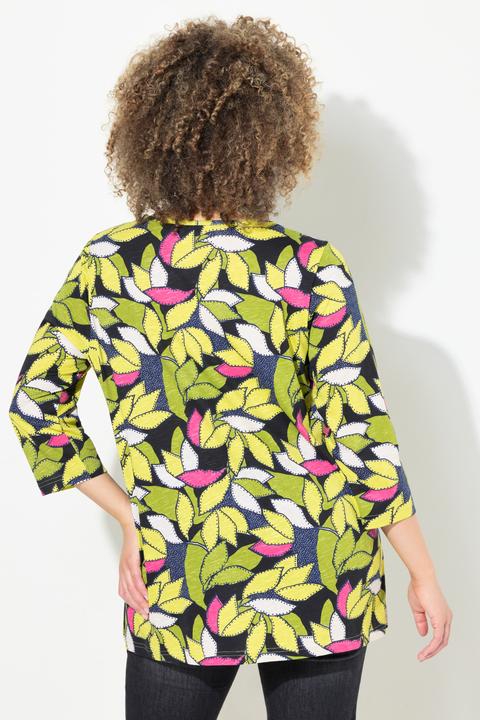 Produktbild Ulla Popken Shirt, Blätter, A-Linie, V-Ausschnitt, 3/4-Arm (46, 48)