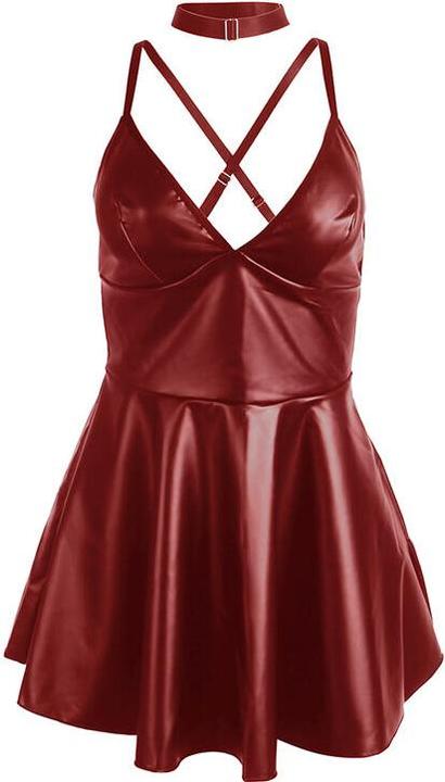 Subblime - 955403 KLEID MIT BURGUNDERROTEN LEDERTRÃ„GERN L/XL (L)