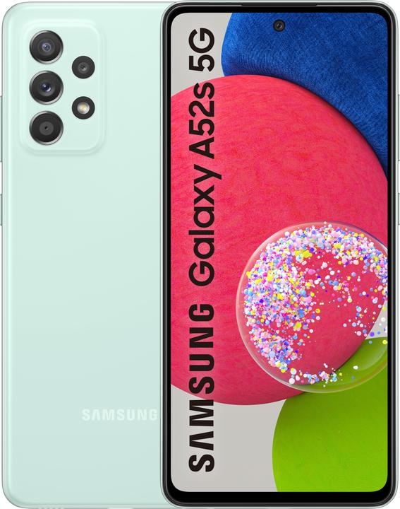 Samsung Galaxy A52s EU (128 GB, Awesome Mint, 6.50", Hybrid Dual SIM, 5G)