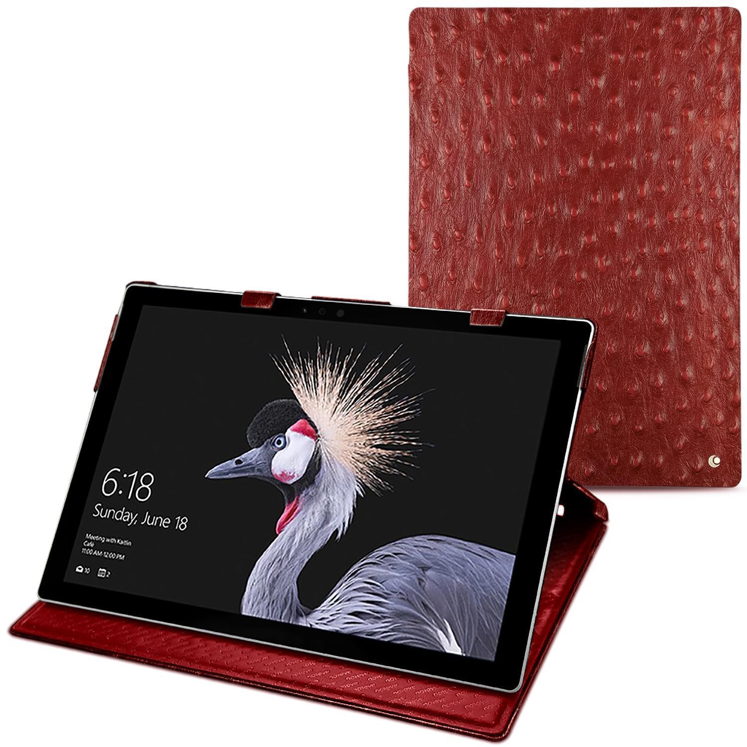 Noreve Lederschutzhülle vertikal (Surface Pro (2017)), Tablet Hülle, Rot