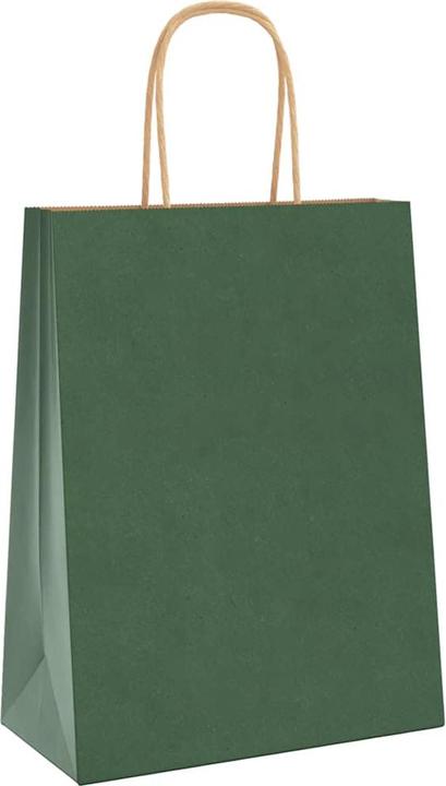 Image du produit VidaXL Sacs en papier kraft 50 pcs. avec anse Vert 22x11x28 cm Sac en papier (Coffret cadeau, 50 x)