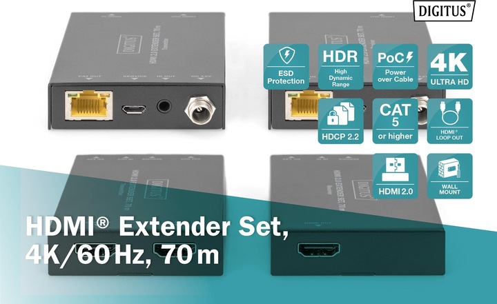 Produktbild Digitus HDMI Extender Set, 4K/60Hz, 70 m (Video Switch)