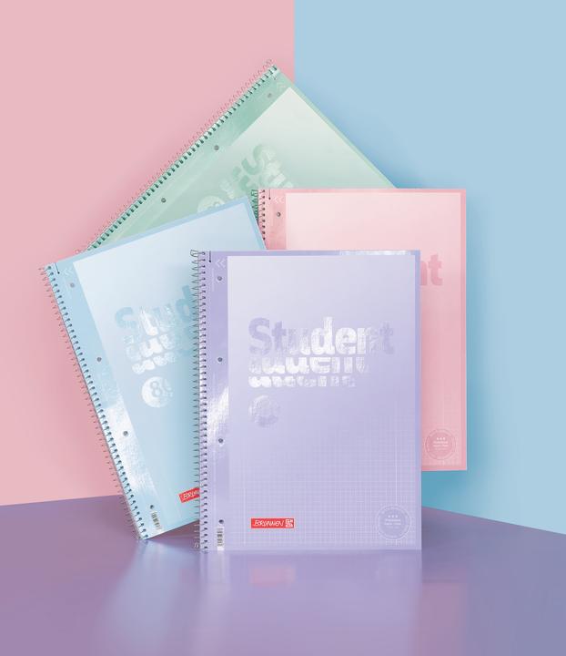 Produktbild Brunnen Collegeblock Premium Student „Pastell 2“ | A4, Lineatur 28, 80 Blatt, pastellblau/pastelllila (A4, Kariert)